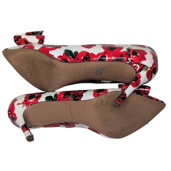 Betsey Johnson Floral Pump 9 Bow Patent Leather Stiletto Heel Coquette Pinup - Picture 6 of 9